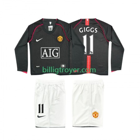 Billige Fotballdrakter Manchester United GIGGS 11 2007 2008 Barn Retro Bortedraktsett Langermet